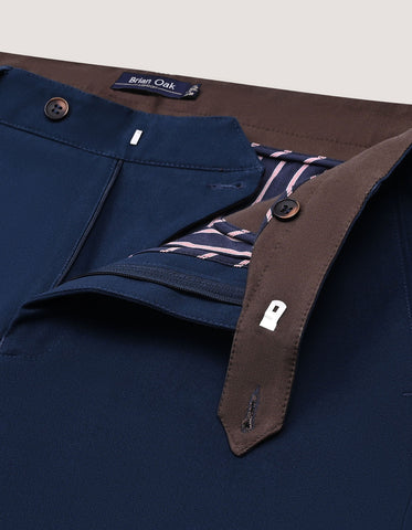 Modern Navy Blue Cross-Pocket Chinos