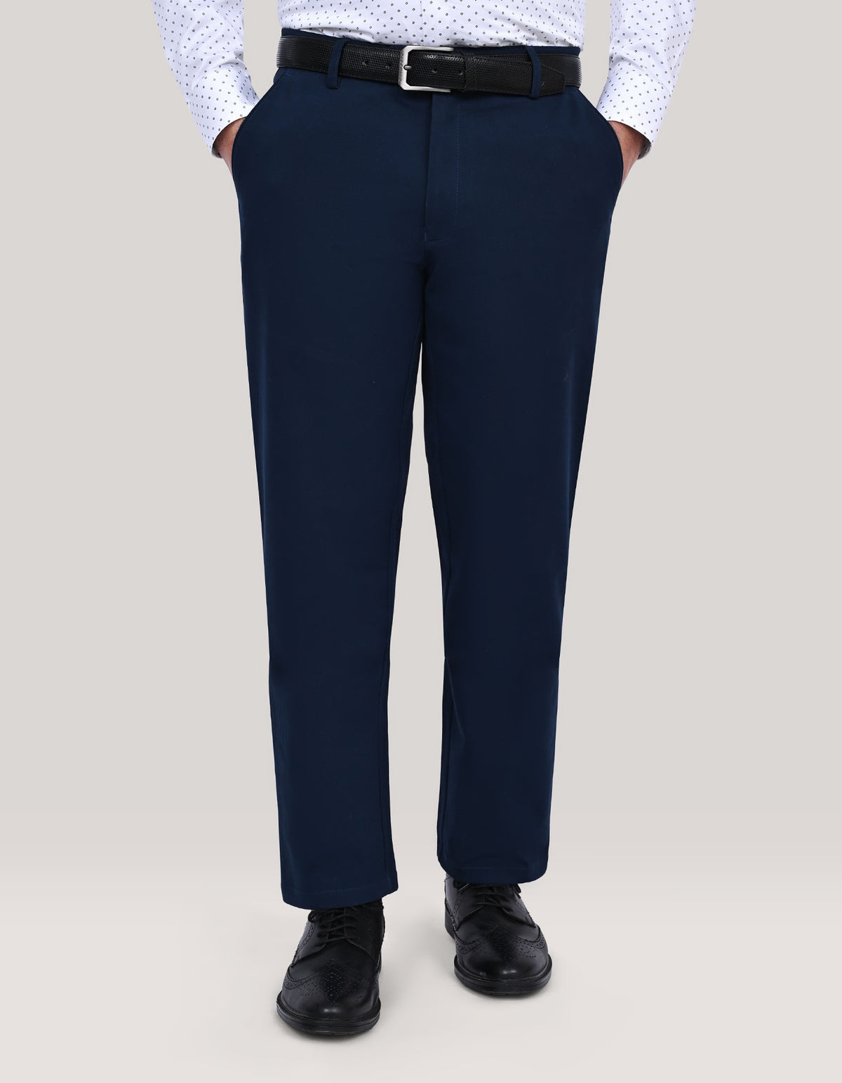 Modern Navy Blue Cross-Pocket Chinos