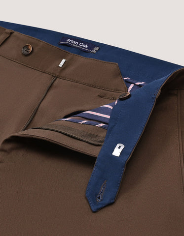 Chocolate Brown Cotton Stretch Premium Chinos
