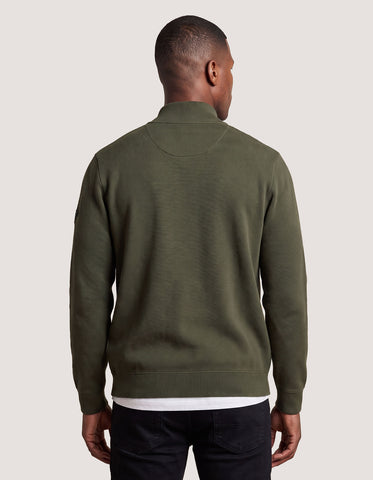 Olive Textured Full Zip Fleece