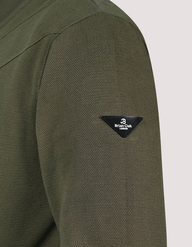 Olive Textured Full Zip Fleece