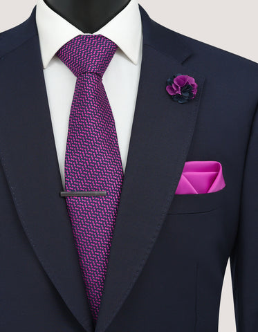 Luxury Geometric Magenta Tie Set