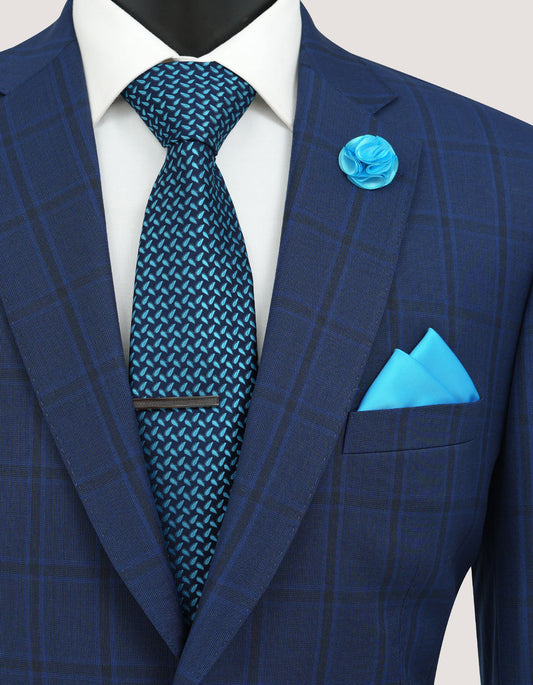 Coffret d'accessoires pour homme à motif cachemire bleu clair 