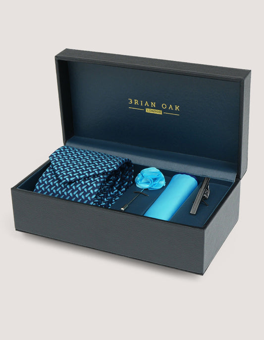 Coffret d'accessoires pour homme à motif cachemire bleu clair 