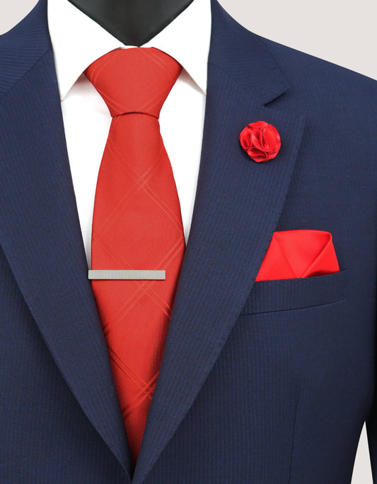 Ensemble d'accessoires de luxe à carreaux rouges 