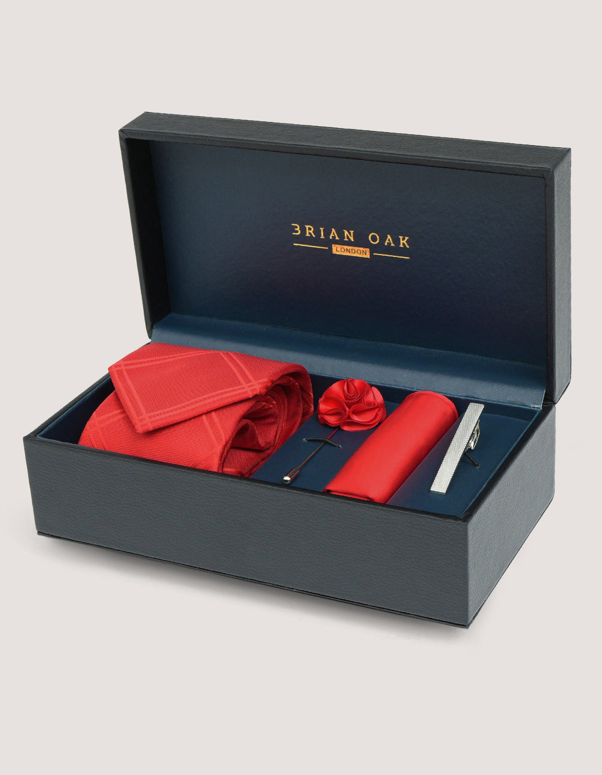 Ensemble d'accessoires de luxe à carreaux rouges 