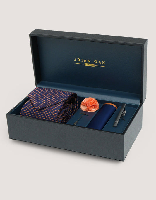 Geometric Tie Set - Navy
