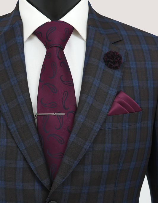 Maroon Paisley Tie Set