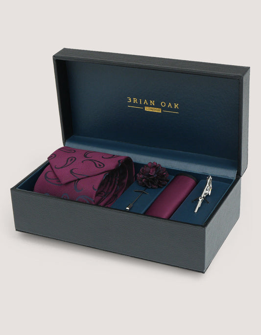 Maroon Paisley Tie Set