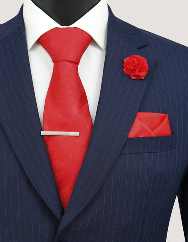 Luxury Striped Tie Set - Red