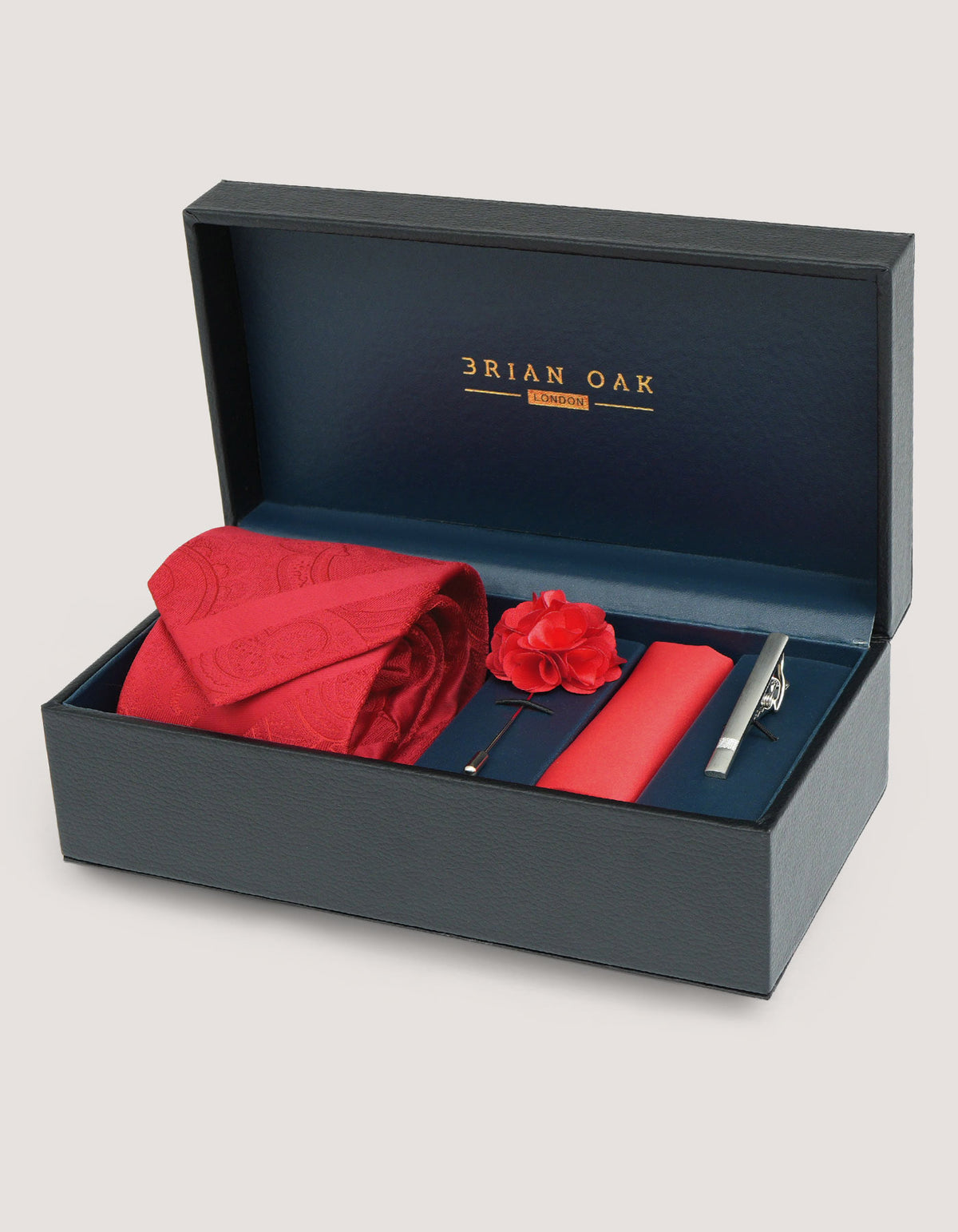 Luxury Striped Tie Set - Red