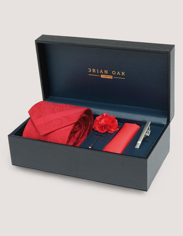 Luxury Striped Tie Set - Red