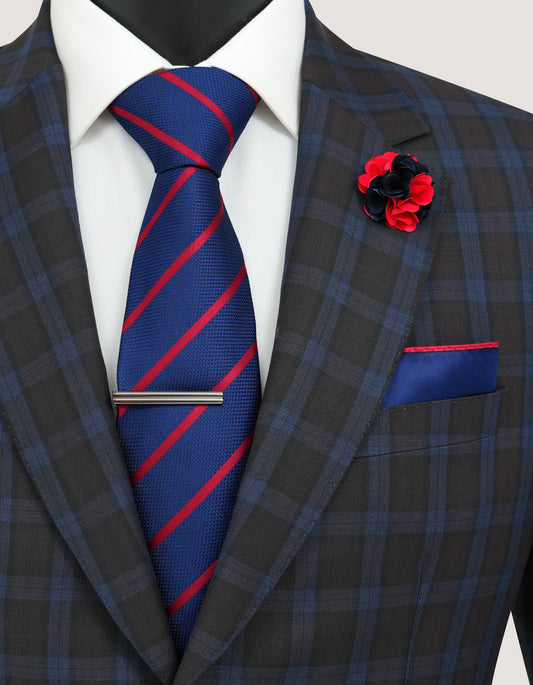 Navy Striped Men's Tie Set