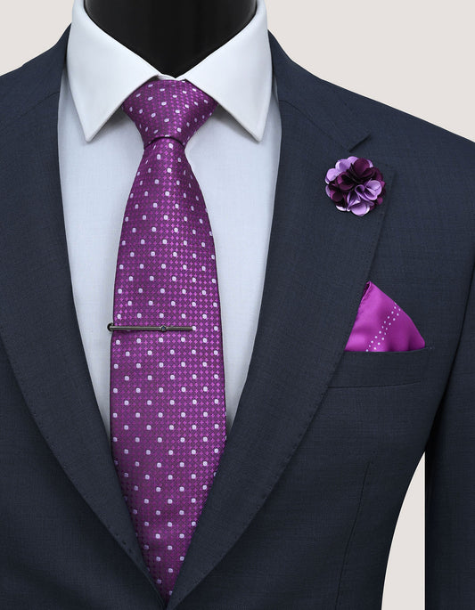 Magenta Dotted Men's Tie Set