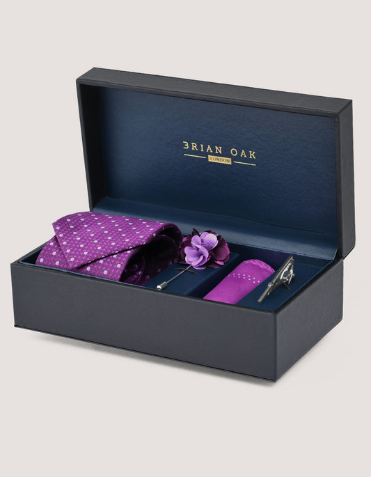 Magenta Dotted Men's Tie Set