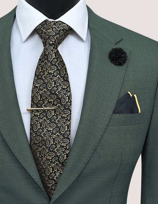 Black & Yellow Paisley Tie Set