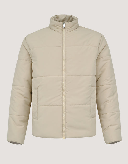 Cream Mock Neck Puffer Jacket