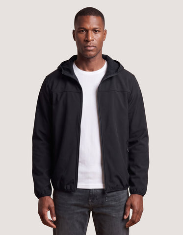 Black Hooded Windbreaker Jacket