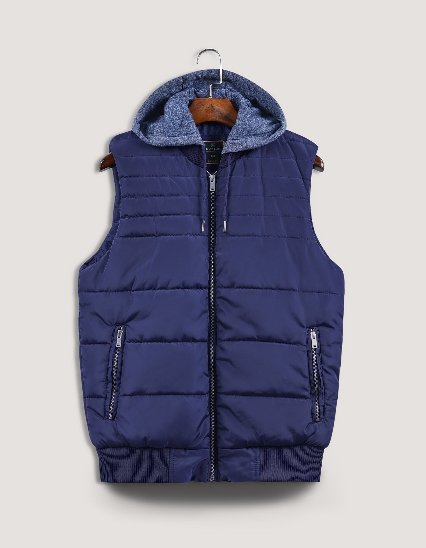 Mens Navy Hooded Gilet Jacket Brian Oak UK - Main Image