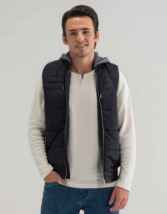 Black Hooded Gilet Jacket