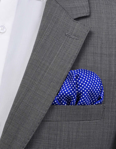 Royal Blue & Green Dotted Silk Pocket Square