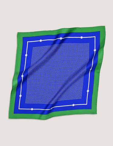 Royal Blue & Green Dotted Silk Pocket Square
