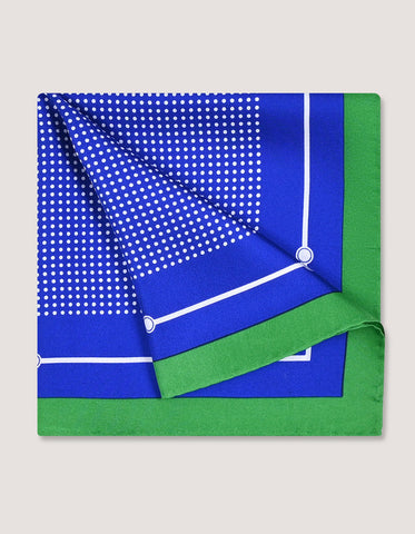 Royal Blue & Green Dotted Silk Pocket Square