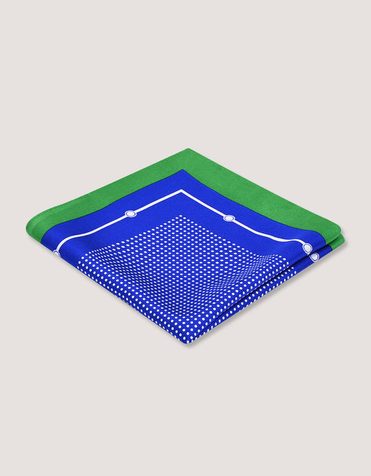 Royal Blue & Green Dotted Silk Pocket Square