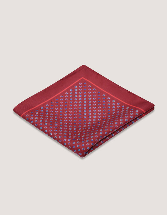 Maroon Patterned Silk Pocket Square