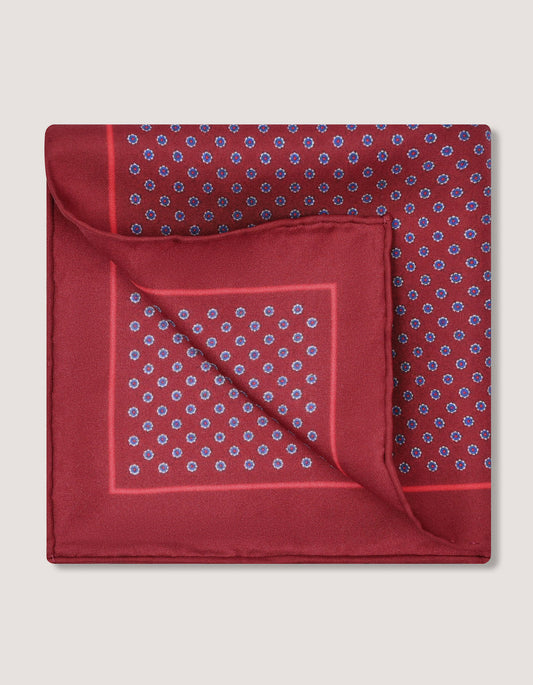 Maroon Patterned Silk Pocket Square