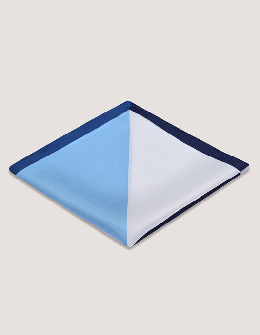 White and Light Blue Designer Silk Pocket Square