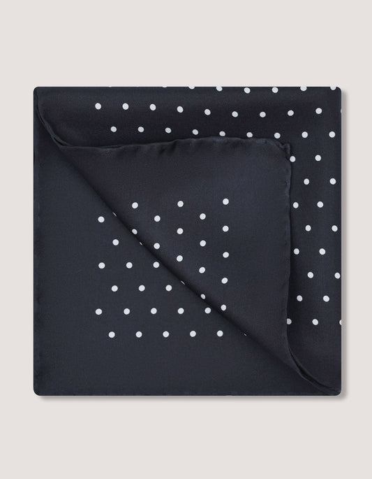 Black Polka Dot Silk Pocket Square