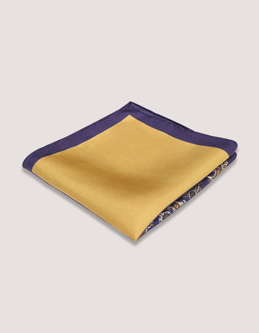 Purple and Mustard Silk Pocket Square