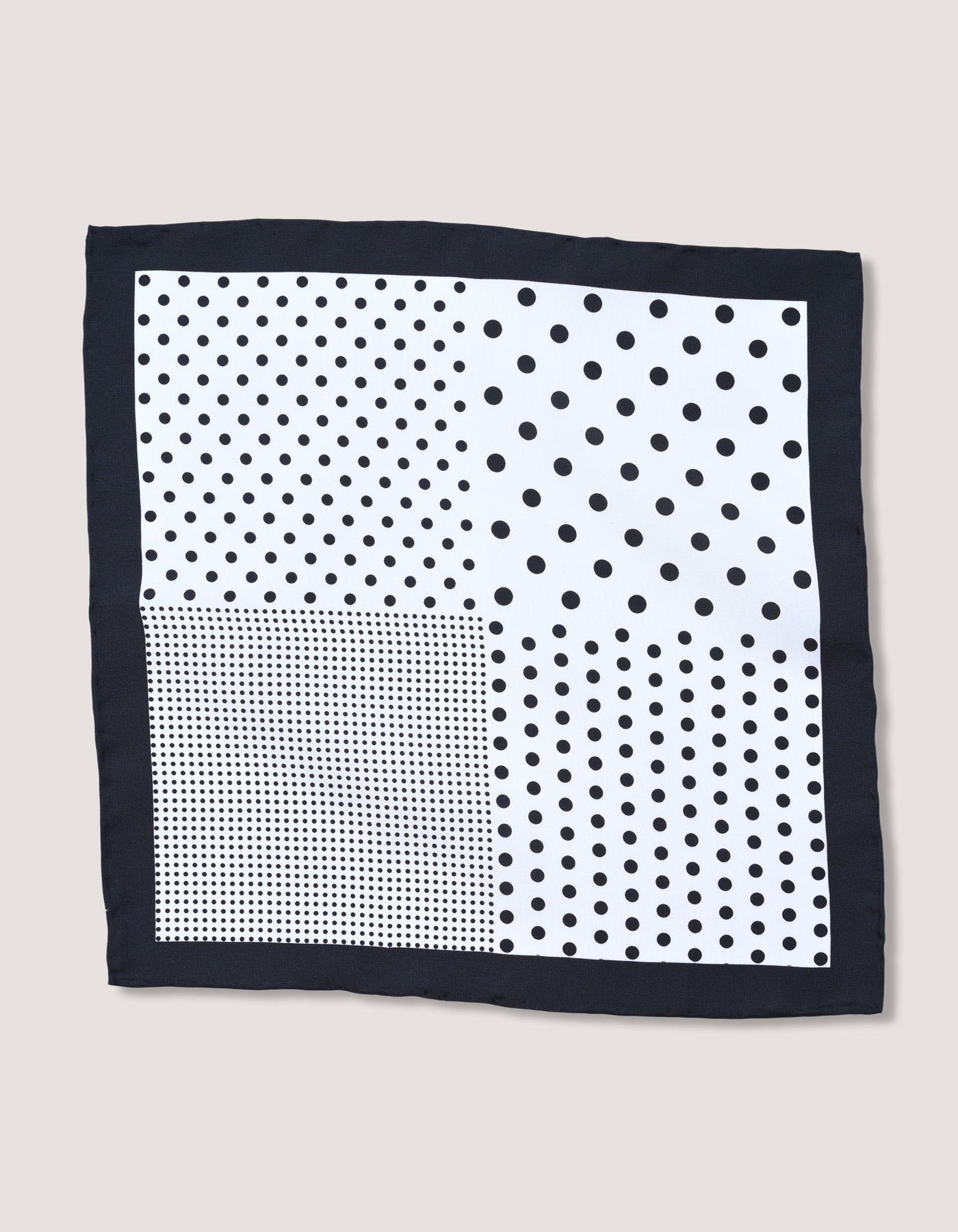 White and Black Dotted Silk Pocket Square