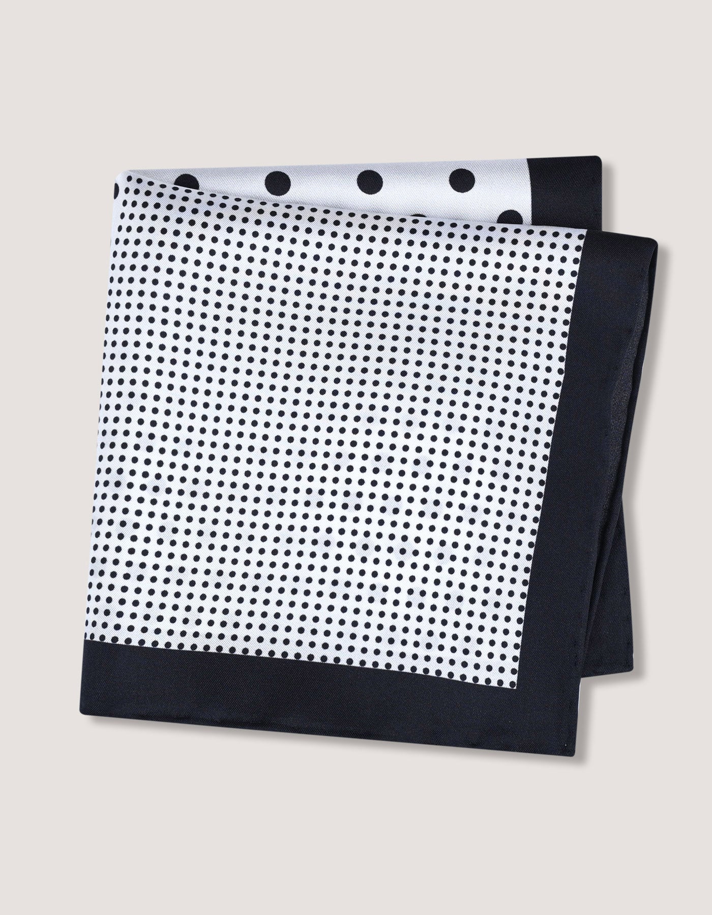 White and Black Dotted Silk Pocket Square