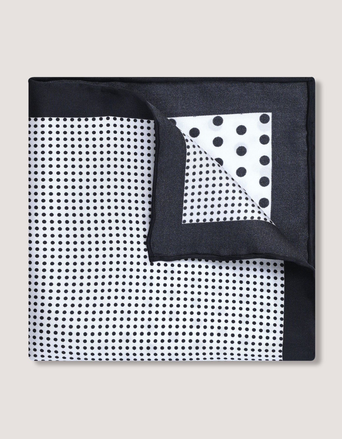 White and Black Dotted Silk Pocket Square