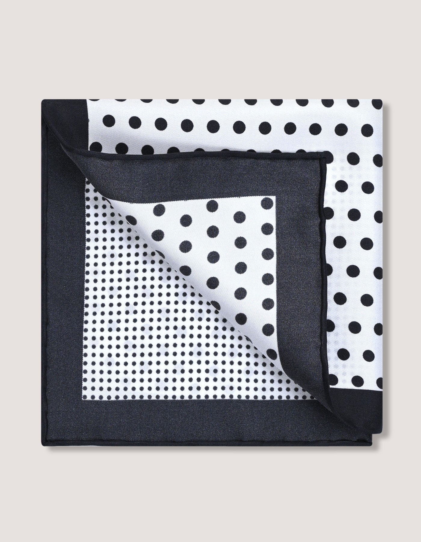 White and Black Dotted Silk Pocket Square