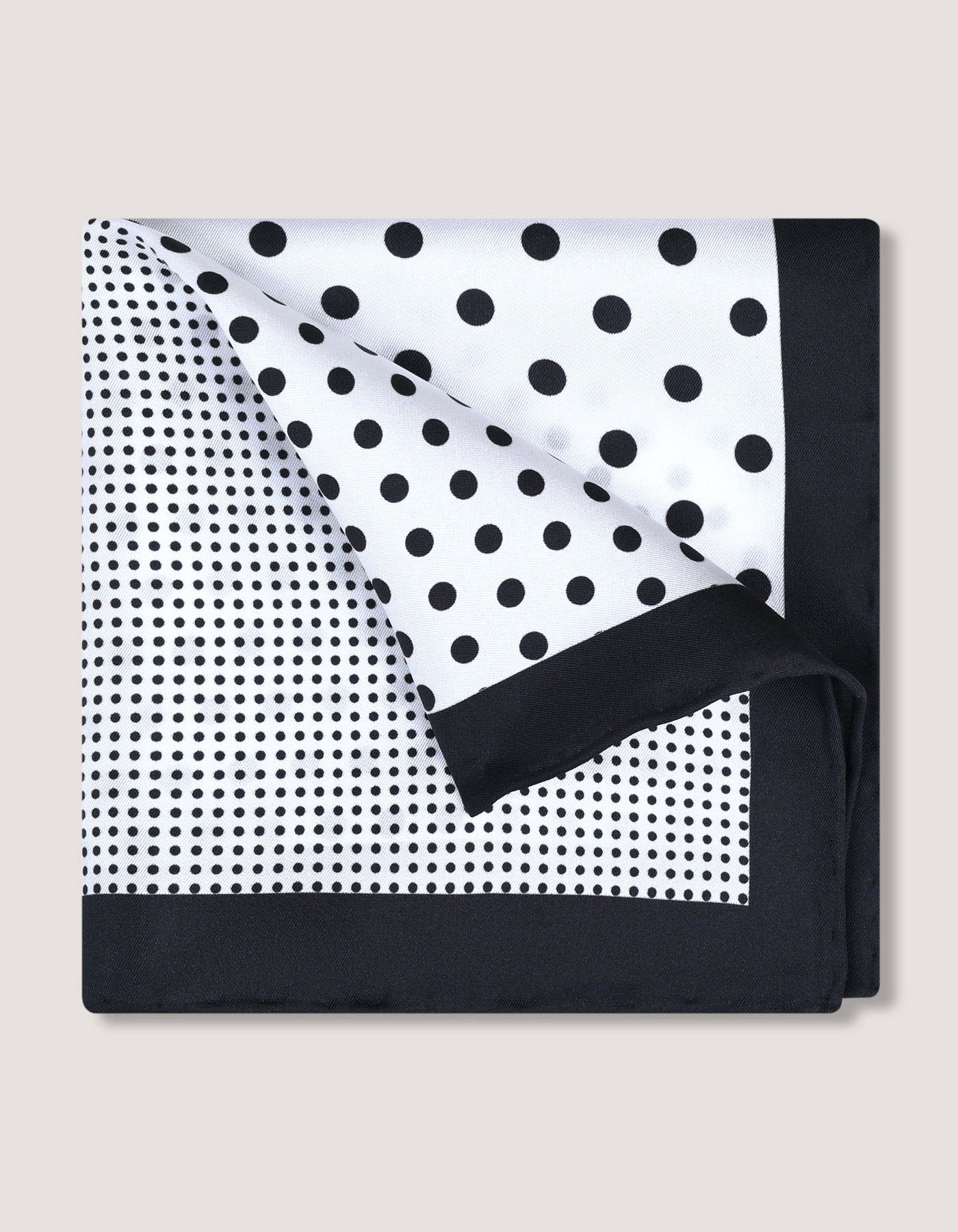 White and Black Dotted Silk Pocket Square