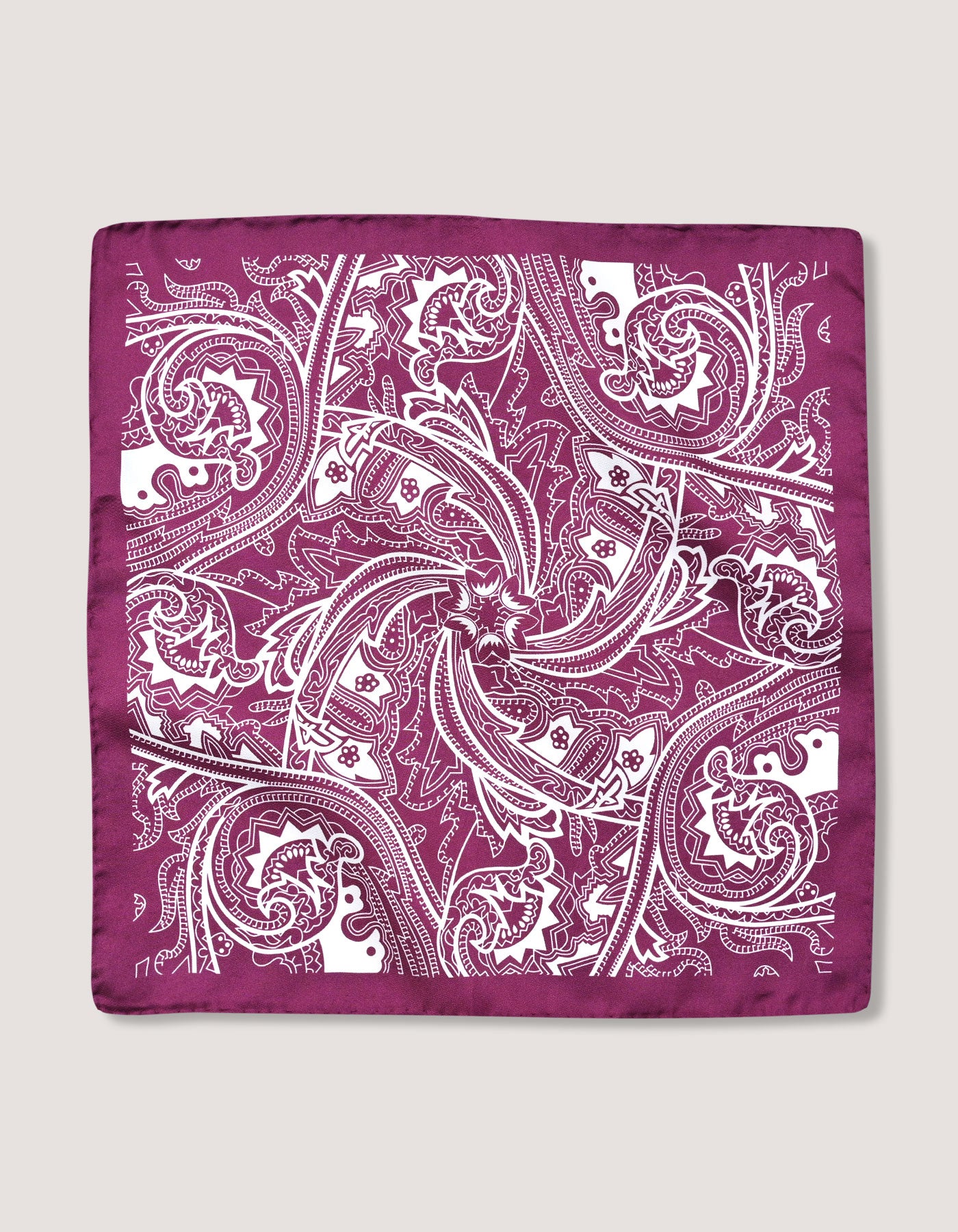 Geometric Print Burgundy Silk Pocket Square