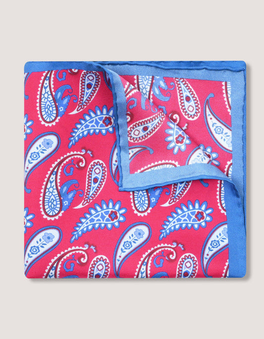 Crimson Red Paisley Print Pocket Square