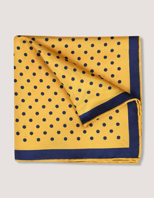 Yellow Polka Dot Silk Pocket Square