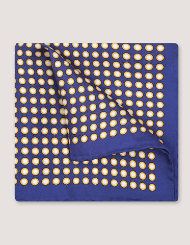 Sunburst Dotted Silk Pocket Square – Navy