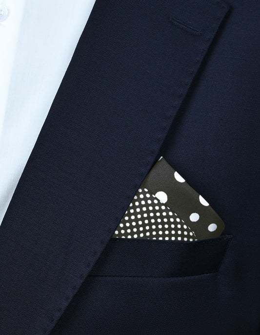 Black & White Dotted Silk Pocket Square