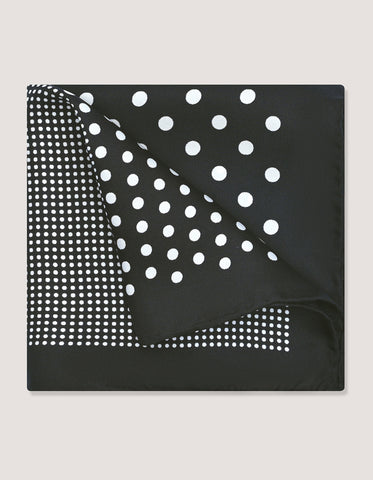Black & White Dotted Silk Pocket Square