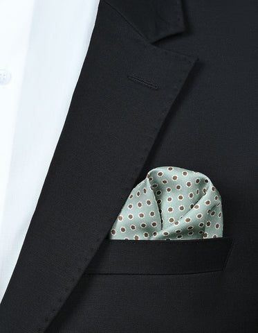 Floral Silk Pocket Square - Mint Green