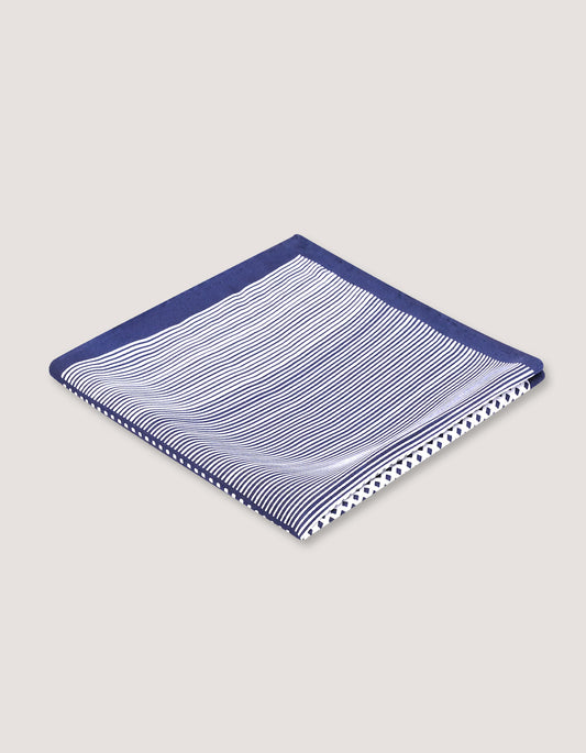 White & Blue Dotted Silk Pocket Square