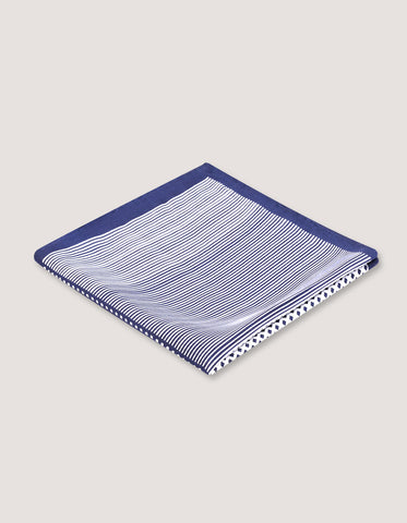 White & Blue Dotted Silk Pocket Square