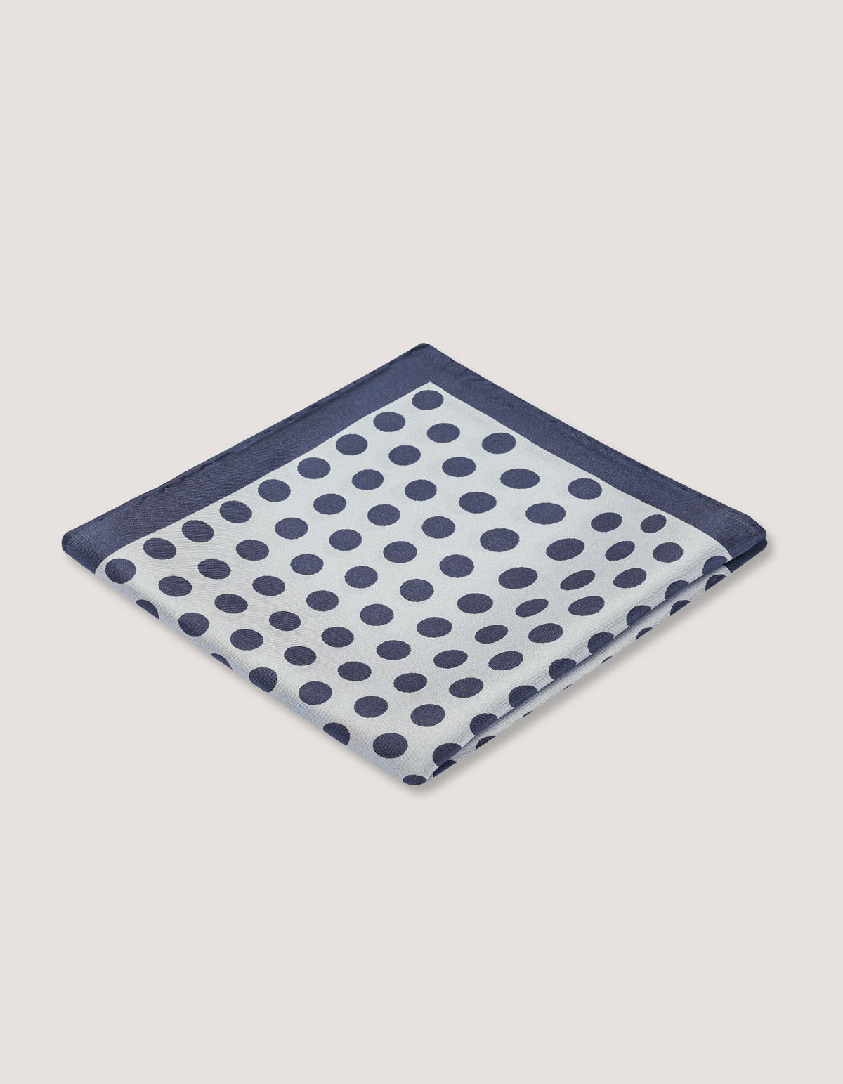 Dotted Silk Pocket Square – Silver & Navy
