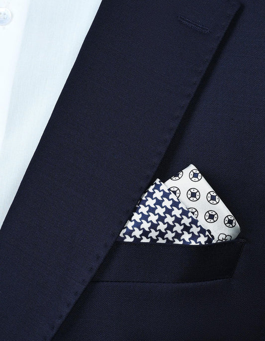 Grey Paisley Silk Pocket Square