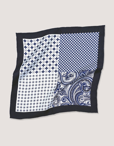Grey Paisley Silk Pocket Square